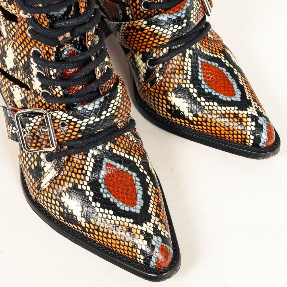 Chloe Rylee Multicolor Purple Python-Print Leather Ankle Boots - Picture 6 of 10